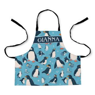 Adelie Penguin Pastel Colorful Pattern Apron