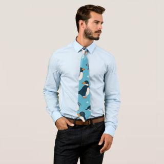 Adelie Penguin Pastel Colorful Pattern Neck Tie