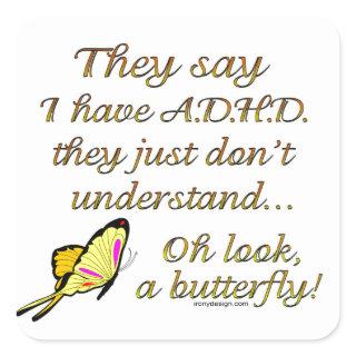 ADHD Butterfly Square Sticker