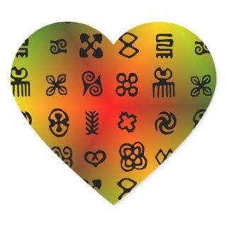 Adinkra Symbols With African Colors Heart Sticker