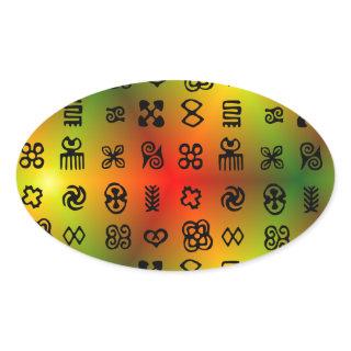 Adinkra Symbols With African Colors Oval Sticker