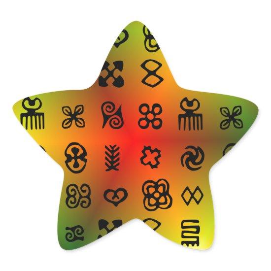 Adinkra Symbols With African Colors Star Sticker