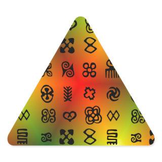 Adinkra Symbols With African Colors Triangle Sticker