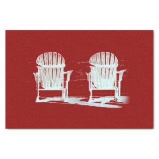 Adirondack Beach Chairs Red White Rustic Tissue Paper