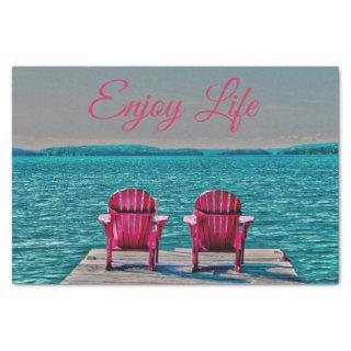 Adirondack Beach Chairs Rustic Teal Enjoy Life Tissue Paper