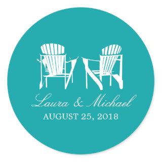 Adirondack Chairs | Wedding Classic Round Sticker