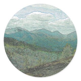 Adirondack Mountain Peaks Panorama Classic Round Sticker
