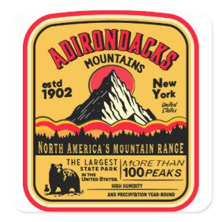Adirondack Mountains (ADK) Aged Look Square Sticker