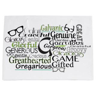 Adjective Word Cloud beginning with letter G Large Gift Bag