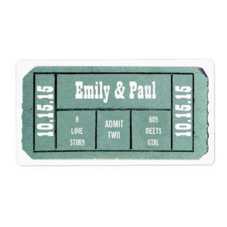 Admit TWO Save the Date TICKET Label