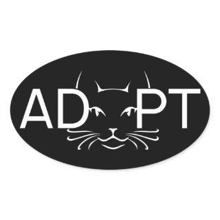 Adopt Cat White Oval Sticker