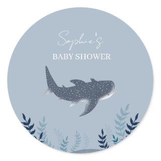 Adorable Baby Shower Under the Sea Whale Shark  Classic Round Sticker