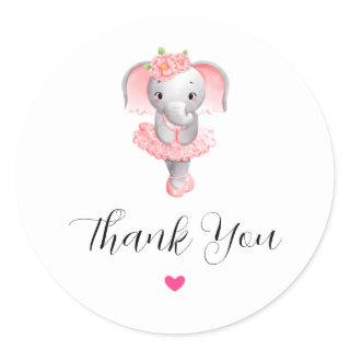 Adorable Ballerina Elephant En Pointe Thank You Classic Round Sticker