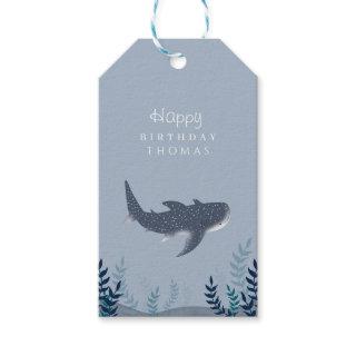 Adorable Blue Under the Sea Manta Ray Birthday Gift Tags