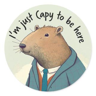 Adorable Capybara Tweed Suit Round Sticker