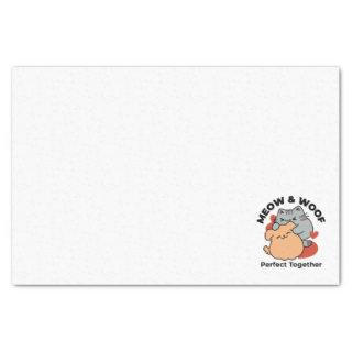 Adorable Cat and Dog Hug – Meow & Woof Design Tissue Paper