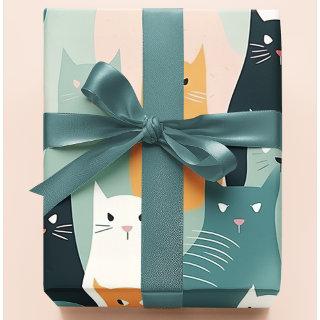 Adorable Cats Playing Neutral Pastel Pattern