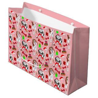 Adorable Christmas Shih Tzu Pattern Large Gift Bag