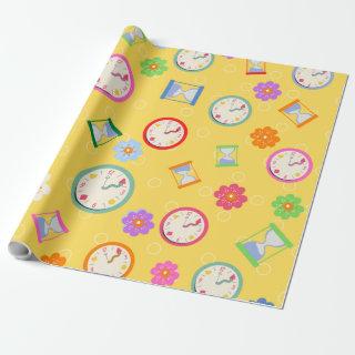 Adorable clocks and flowers pattern party