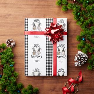 Adorable Cute Gnomes Black Buffalo Plaid