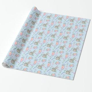 Adorable Easter Bunny Spring Pastel Flower Blue
