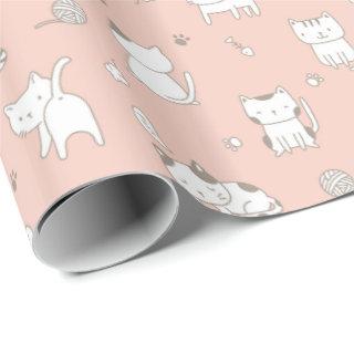 Adorable Kitty Cats Pattern On Pink