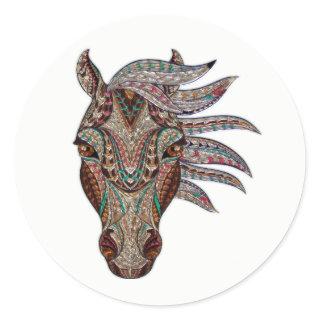 Adorable pfergekopf  metallized horse head classic round sticker