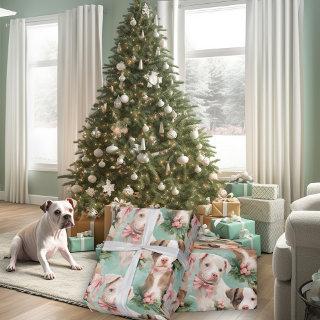 Adorable Piebald Pitbull Christmas Pups Mint Green