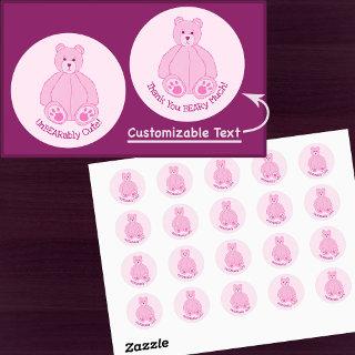 Adorable Pink Teddy Bear Classic Round Sticker