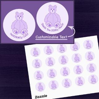 Adorable Purple Teddy Bear Classic Round Sticker