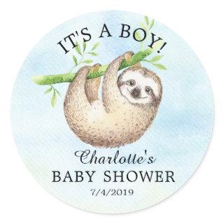 Adorable Sloth Baby Shower Favor Sticker