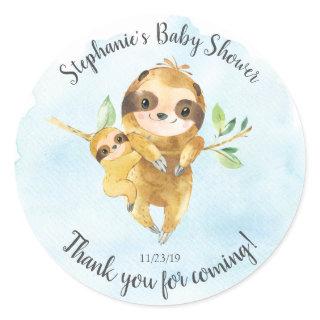 Adorable Sloth Baby Shower Favor Sticker