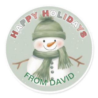 Adorable Snowman Gift Tag Sticker