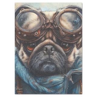 Adorable Steampunk Pug Dog with Glasses Decoupage Tissue Paper
