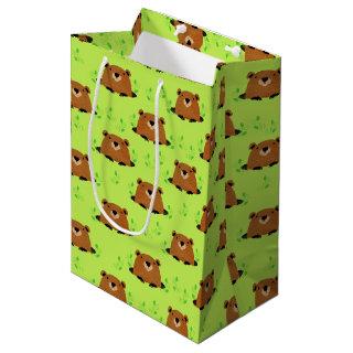 Adorable Woodland Groundhog Pattern Medium Gift Bag