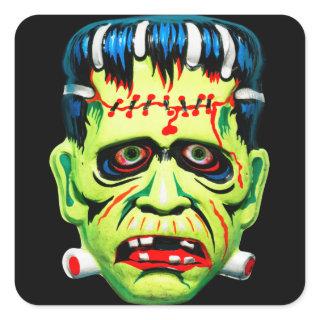 Adorables Green Monster Mask  Square Sticker