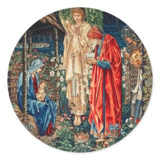 ADORATION OF MAGI Morris,Burne-Jones  Rectangular  Classic Round Sticker