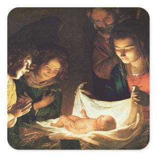 Adoration of the baby, c.1620 square sticker