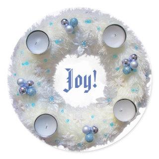 Advent Wreath Silver and Blue Classic Round Sticke Classic Round Sticker