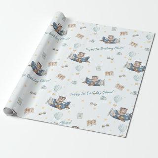 Adventure Cute Aviation Bear Blue Plane Custom