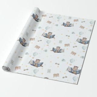 Adventure Cute Aviation Bear Blue Plane