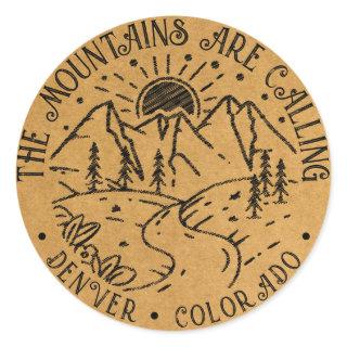 Adventure Explore Mountains Add Custom Location Classic Round Sticker