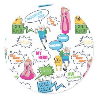 Adventure Time | Character Call-Out Pattern Classic Round Sticker