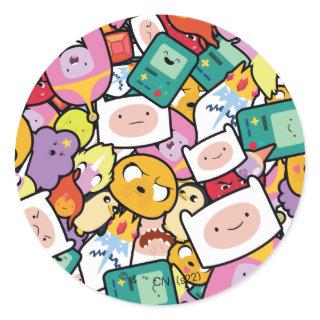 Adventure Time | Character Toss Pattern Classic Round Sticker