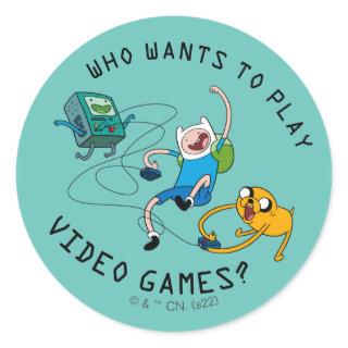 Adventure Time | Finn & Jake Play With BMO Classic Round Sticker