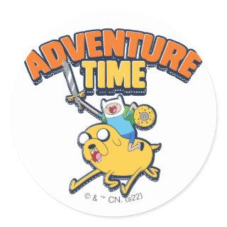 Adventure Time | Finn Riding Jake Classic Round Sticker