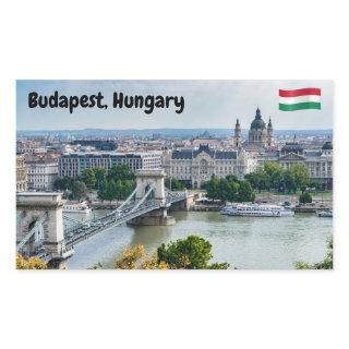 Aerial view of Chain Bridge in Budapest, Hungary Rectangular Sticker