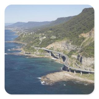 Aerial view of Sea Cliff Bridge near Wollongong, 2 Square Sticker