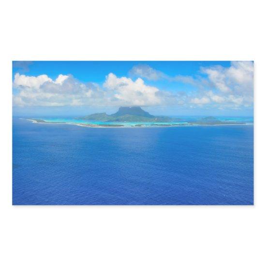 Aerial view over Bora Bora rectangular sticker
