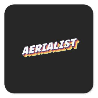 Aerialist Vintage Text Design Square Sticker